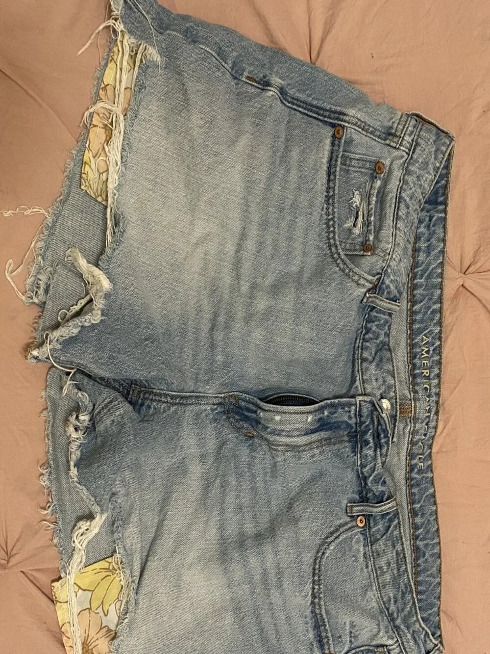 Floral Pocket-Lined Denim Shorts